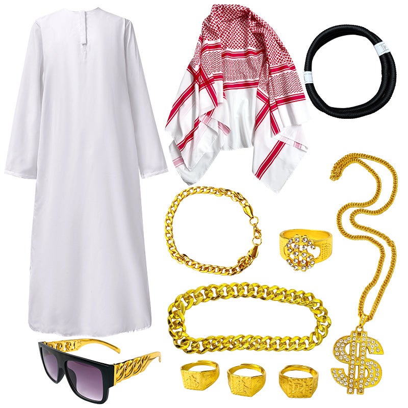 Unisex Arabian Style Costume Robe – Polyester Dubai Cosplay Outfit for Men and Women - Image 1